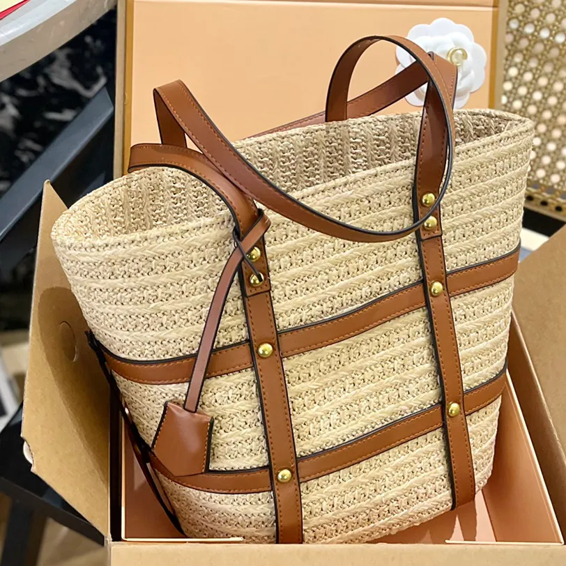 straw woven tote bag designer beach bag weave Summer Women handbag casual holiday luxury basket bags clutch fashion Shopping Purse Shoulder totes 2size