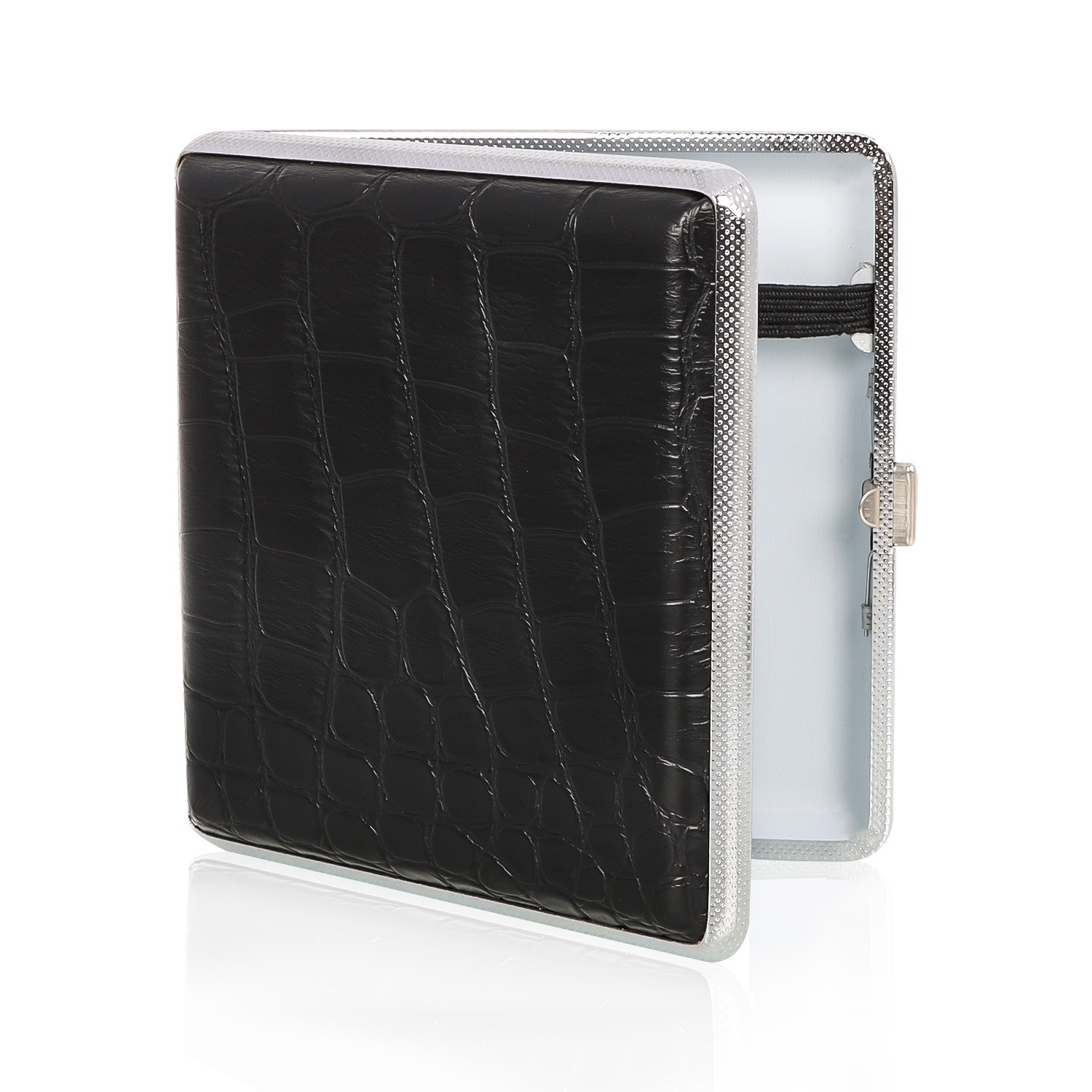 Smoking Pipes New Metal Cigarette Case with Leather Wrapped Metal Thick Branch Flip Cover