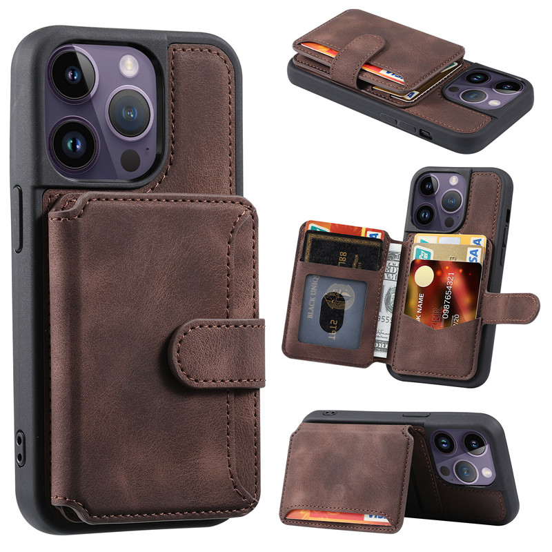 Étuis de téléphone en cuir RFID antivol brosse couverture arrière avec porte-carte pour iPhone 14 13 12 11 Xs XR Samsung Galaxy S23 S22 S21 FE A13 A14 A34 A54 5G