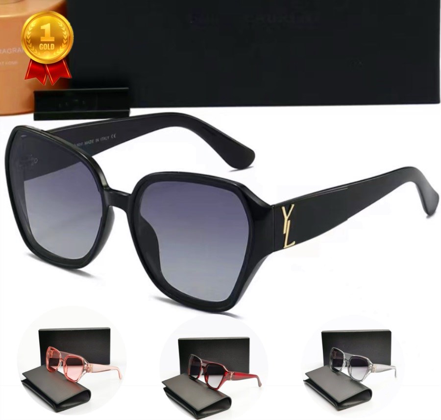 Lyxdesigner solglasögon för kvinnor glasögon metall y logotypglasögon kvinnor samma stil UV -skydd med låda