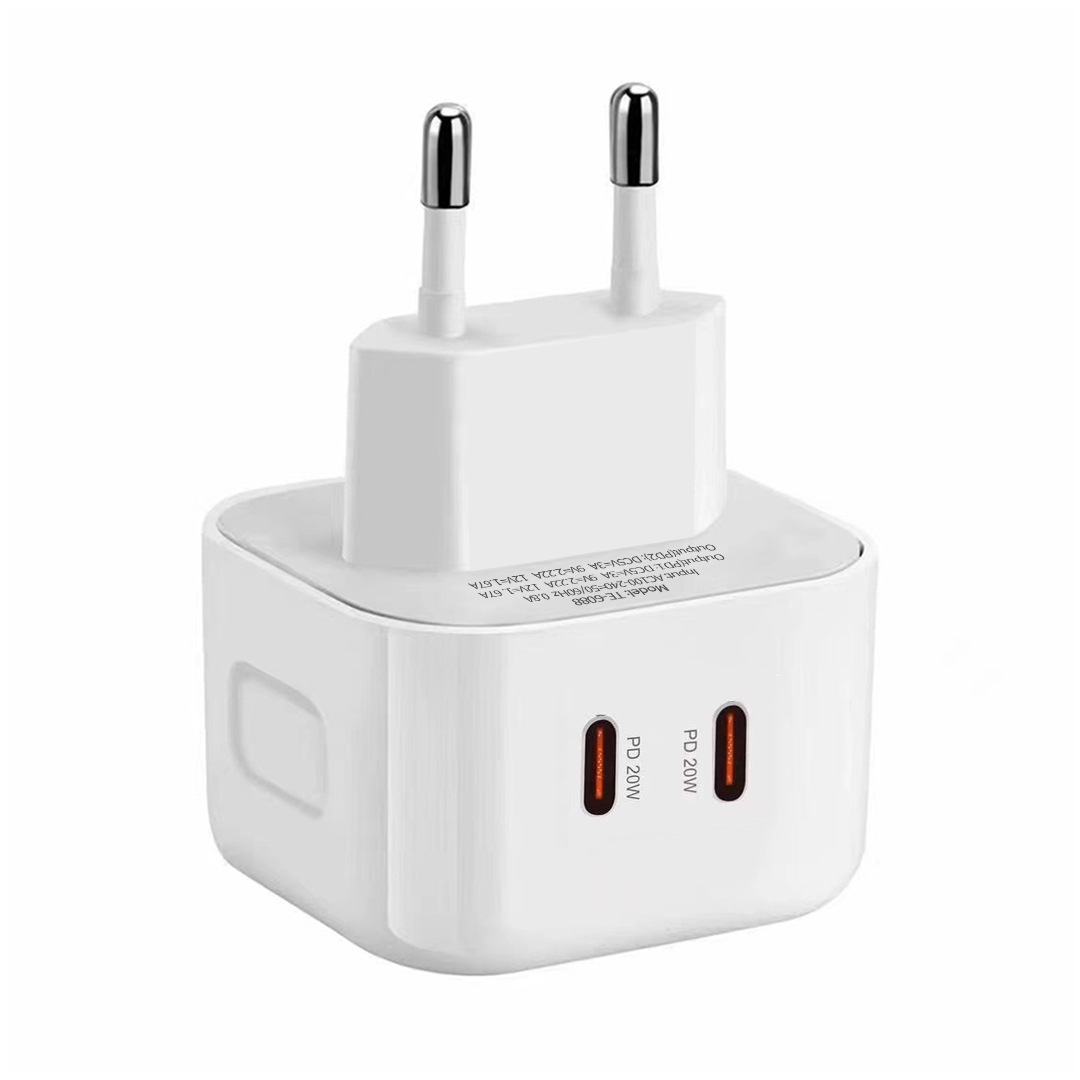 40W Dual PD USB C Wall Charger Eu US Uk Type c Power Adapter Fast Quick Charging Plugs For Iphone 12 13 14 15 Pro Max Samsung HTC