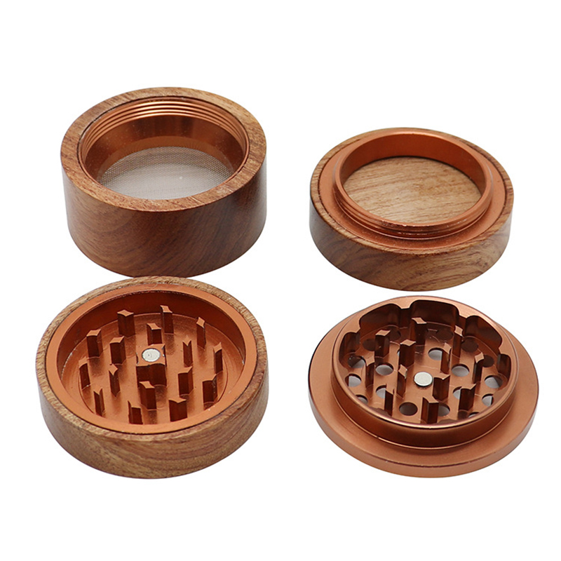 Wooden Manual Herb Grinder Creative Household Smoking Accessories Aluminum Alloy Tobacco Grinders