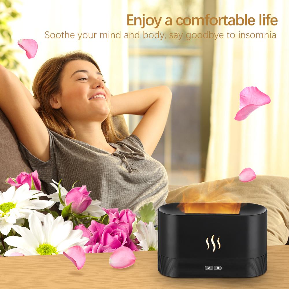 Appliances Flame Air Humidifier Aromatherapy Essential Oils Diffuser Electric Smell for Home Fragrance Diffusers Cool Mist Maker LED Lamp