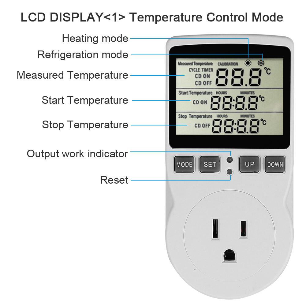 Adaptors Digital Temperature Controller Socket Outlet With Timer Switch Sensor Probe MultiFunction Thermostat Heating Cooling 16A 220V