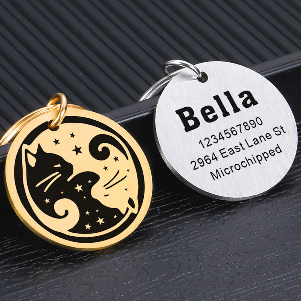 Etiquetas de identificación para mascotas, placa de nombre personalizada, Collar grabado gratis antipérdida, accesorios colgantes redondos, nombre de identificación de perro personalizado, Dropshipping L230620