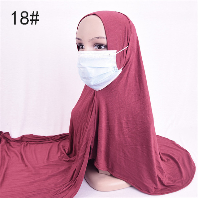 Muslim Women Instand Hijab with Earhole Islamic Head Scarf Jersey Hijabs Femme Musulman Ready to Wear Turban Headband Scarves