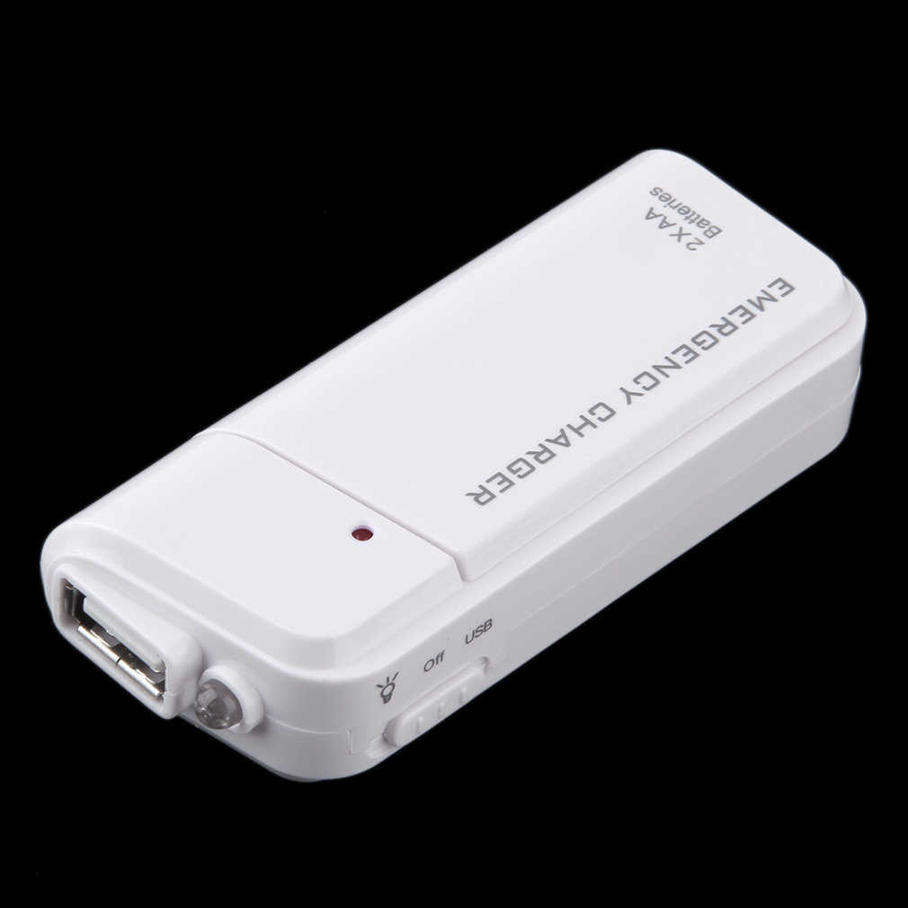 Новая универсальная портативная USB Emergency 2 AA Actainder Extender Power Power Bank Box для мобильного телефона MP3 MP4 Black White