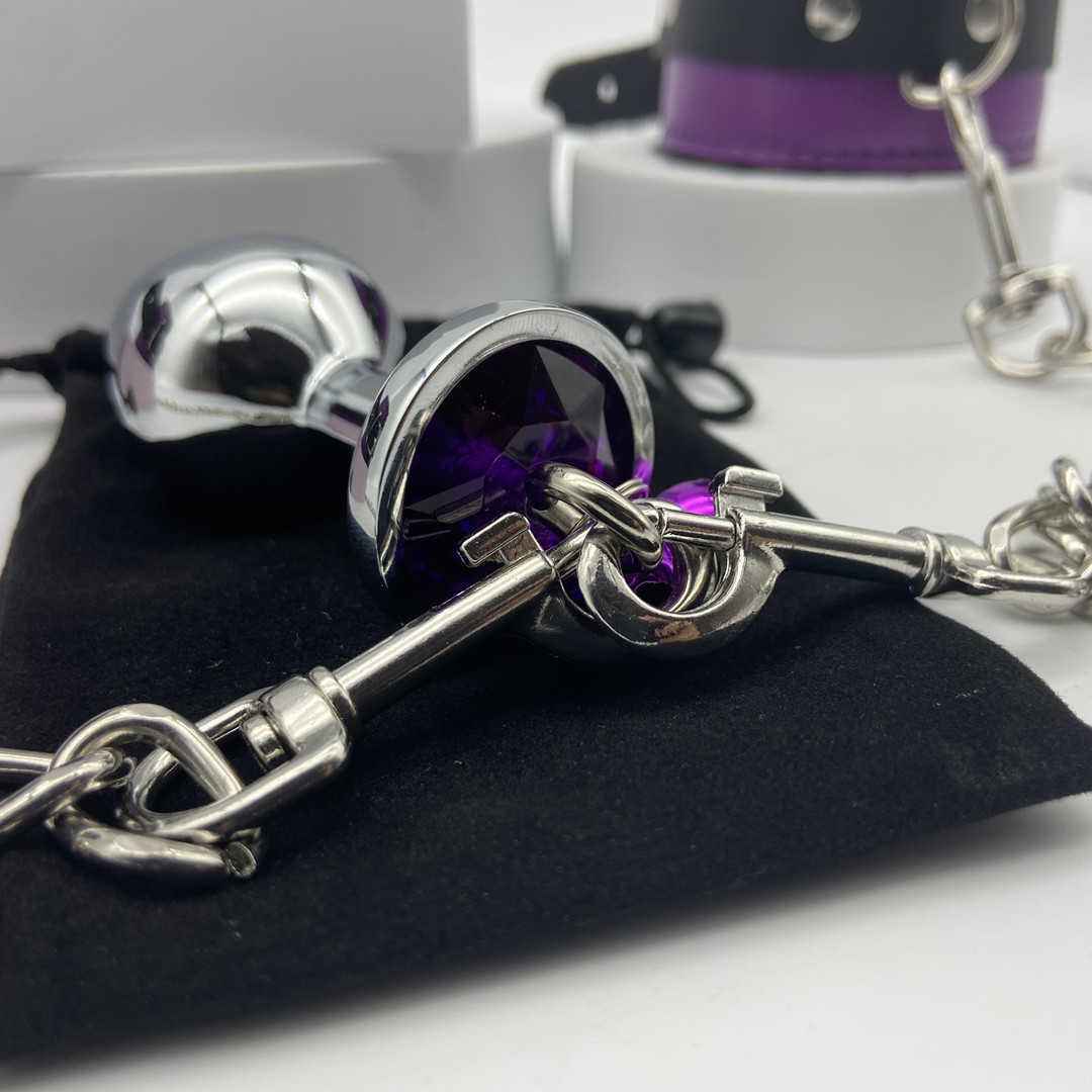 Massagem BDSM Bondage Strap corda Kit de algemas de couro ajustável com brinquedos sexuais de plug de plug de contas anal metal para homens morda