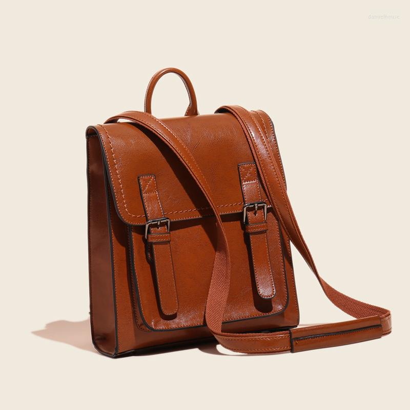 School Bags Women's Backpack Genuine Leather Fashion Multifunctional Travel Shoulder Bag Handbag