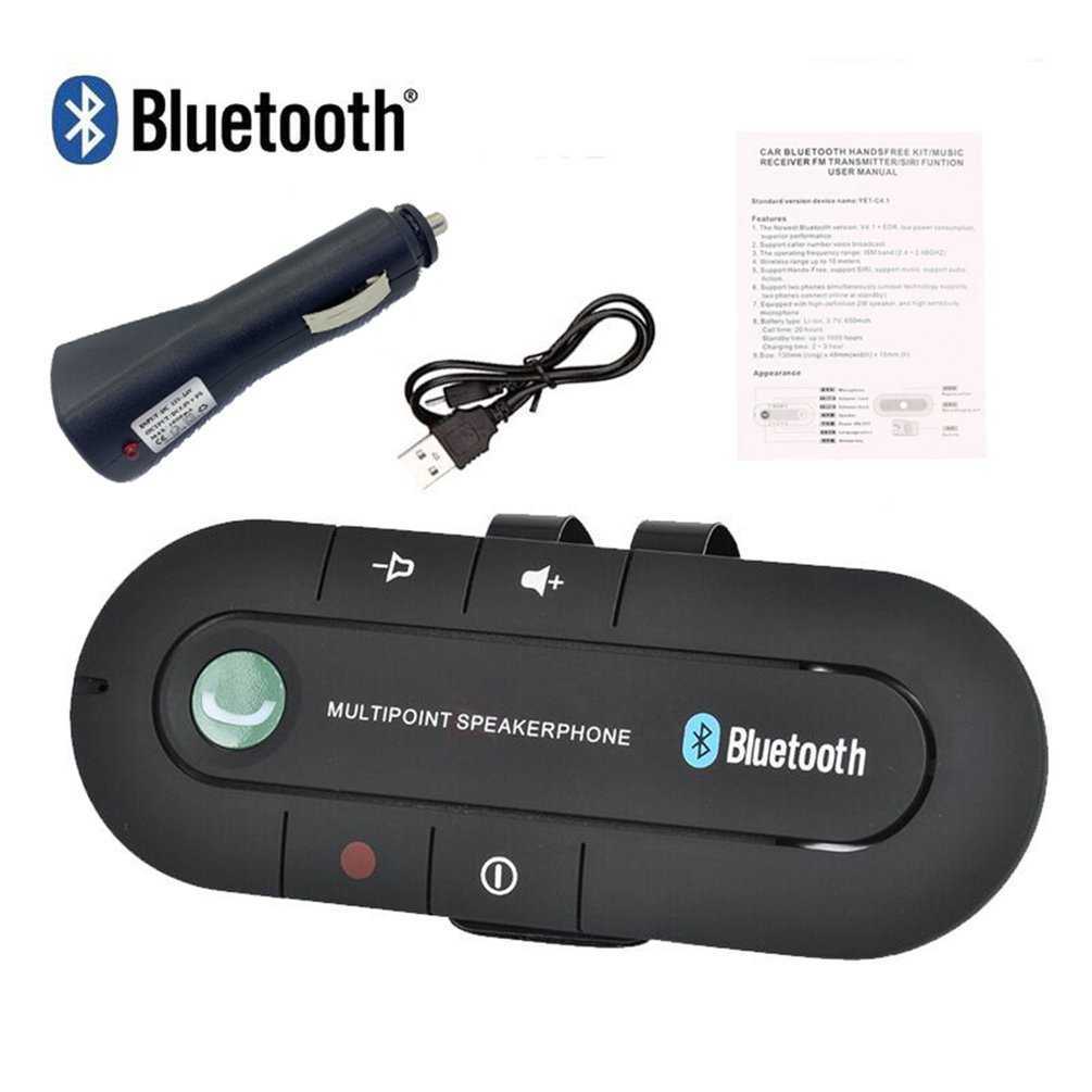 Nuovo kit vivavoce auto Bluetooth USB Altoparlante Bluetooth senza fili Telefono Lettore musicale MP3 Visiera parasole Caricabatterie vivavoce no aux