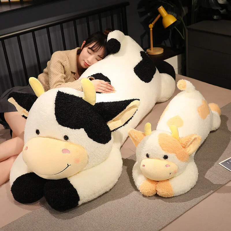 Grande desenho animado gigante de brinquedos de vaca gigante de leite macio boneca recheada travesseiro de almofada de almofada de almofada de aniversário