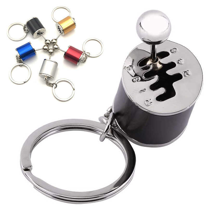 New Car Gear Box Keychain For Men Women Imitation 6 Speed Manual Car Styling Keyring Gear Knob Shift Gearbox Stick Gift Car Interior