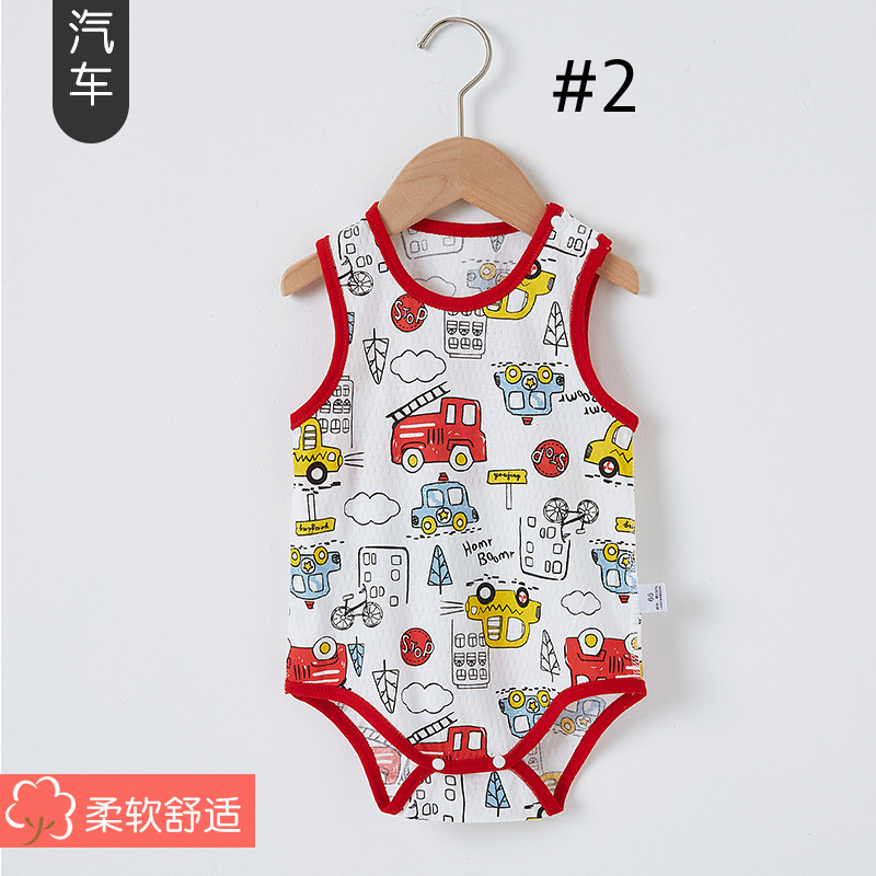 kids Triangle Romper Short Sleeveless Baby Bodysuit Pure Cotton Wrap Bottom Coat Tank Top Creeper Thin Newborn clothing