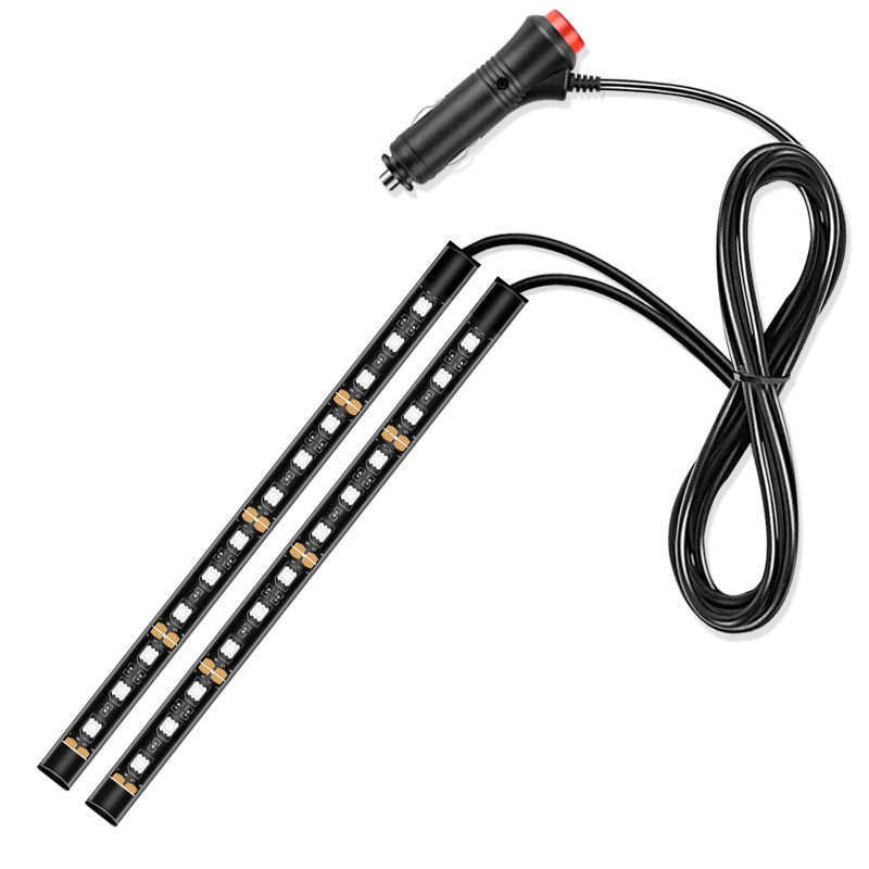 New 12LED Strip Lamp USB Accendisigari auto Atmosphere Light Multicolor Adesivo Rubinetto Decorazione automatica Dash Foot Socket Car Styling