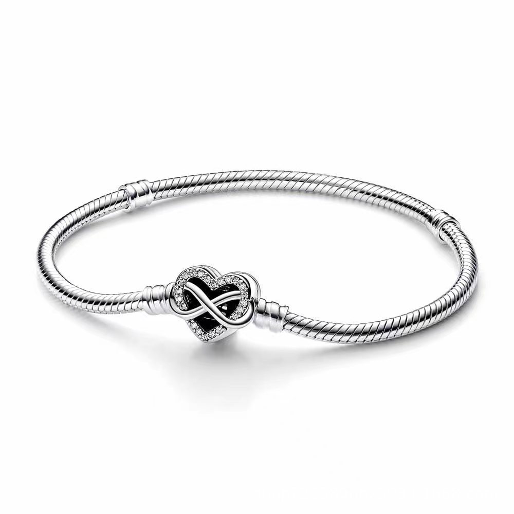 La pulsera Pandora de plata de ley 925, la pulsera de mujer dulce, dulce, lujosa y linda es adecuada para la joyería primitiva de bricolaje Accesorios de moda Entrega gratuita