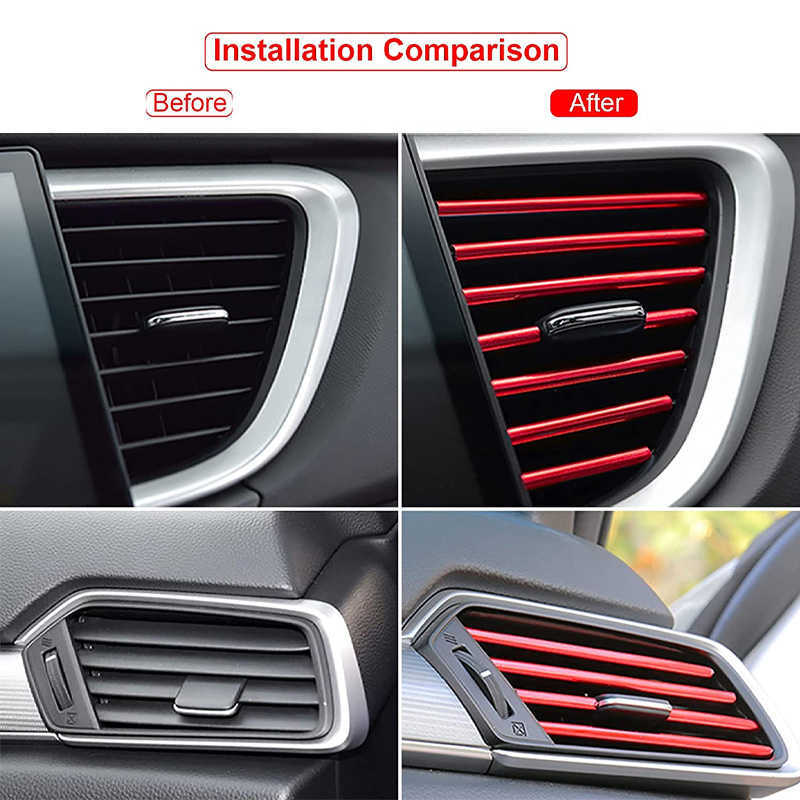 Nuovo 10 PZ 20 cm Auto Condizionatore D'aria Presa Decorativa a Forma di U Stampaggio Trim Strisce Auto Car Door Guard Bordo Angolo Protector interno