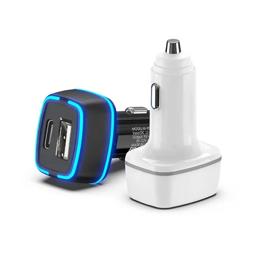 Mini USB Charger Quick Charge 3.0 Dual Ports Charging Car LED Display PD Car Charger 12W 15W Super Fast Car Charger Adapter