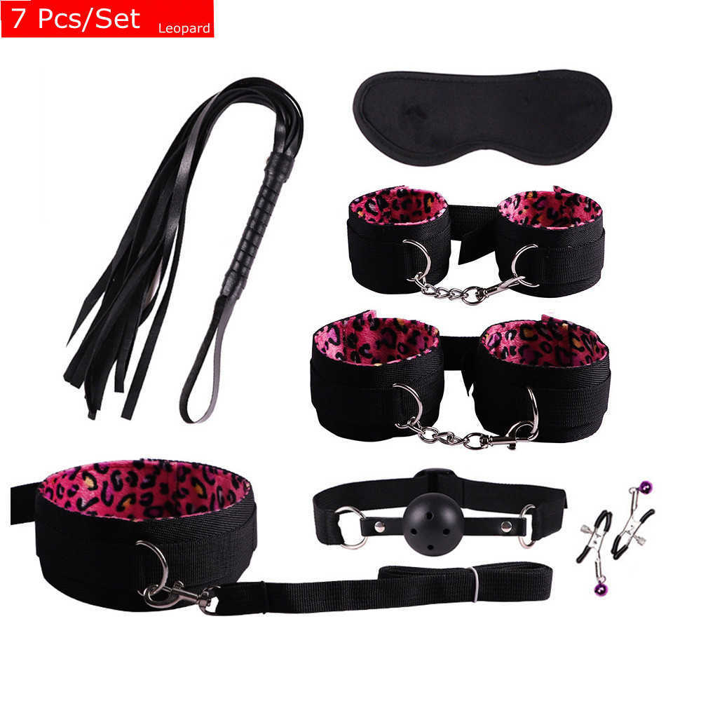 Massage Bdsm Bondage Kit for Women Handcuffs Sex Toys with Mouth Gag Nipple Clamp Whip Spanking Couples Erotic Plush Sex Games Product