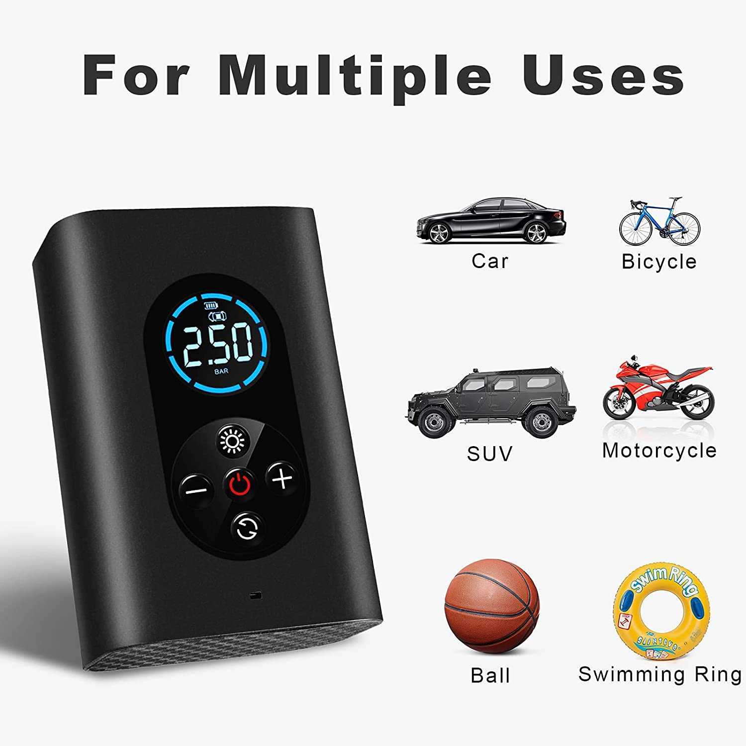 Nova Mini Mini Carro Portátil Bomba Elétrica de Air Sem fio Pneu inflável Deflatar inflador Bomba de bicicleta de motocicleta TPMS Bola de bicicleta TPMS Bola