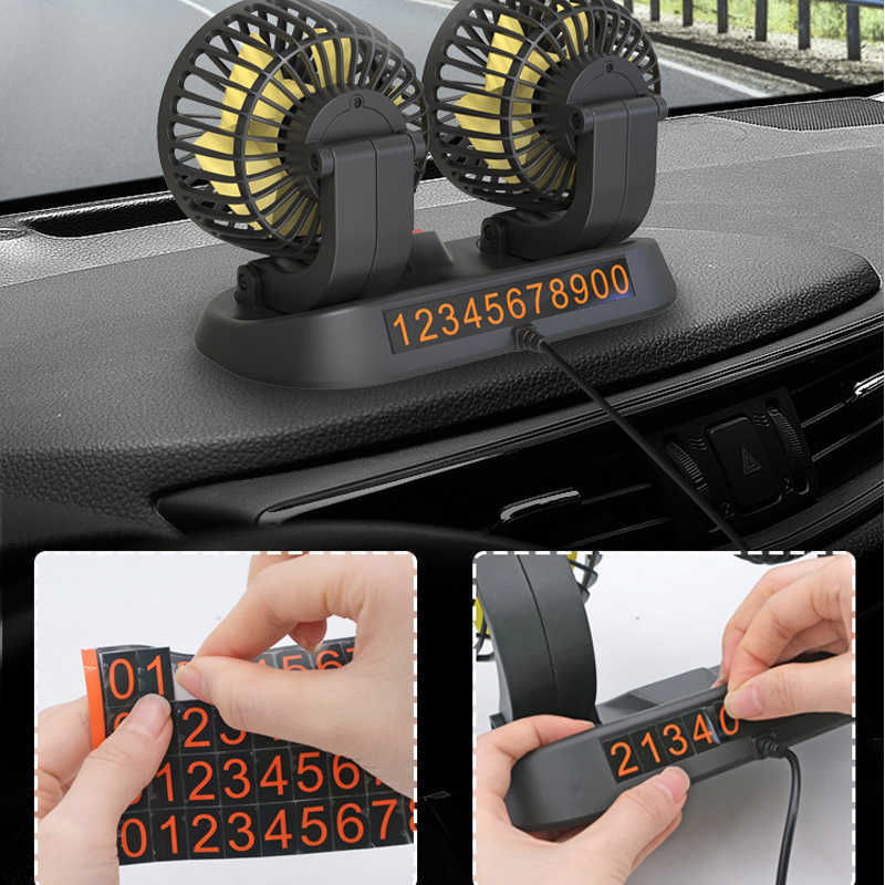 New Portable Dual Head Car Fan 360 Degree Rotation Car Auto Air Cooling Fan USB Air Circulation Fans for Dashboard RV Truck