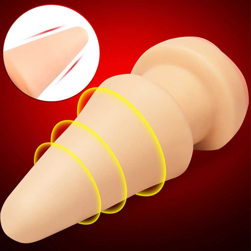 Två huvuden unisex Gode Big Anal Butt Plug Toys Men Womem Couples Dildo Enchufe Erotic Gay Flesh Sex Vuxen Toy Skin Touch T T