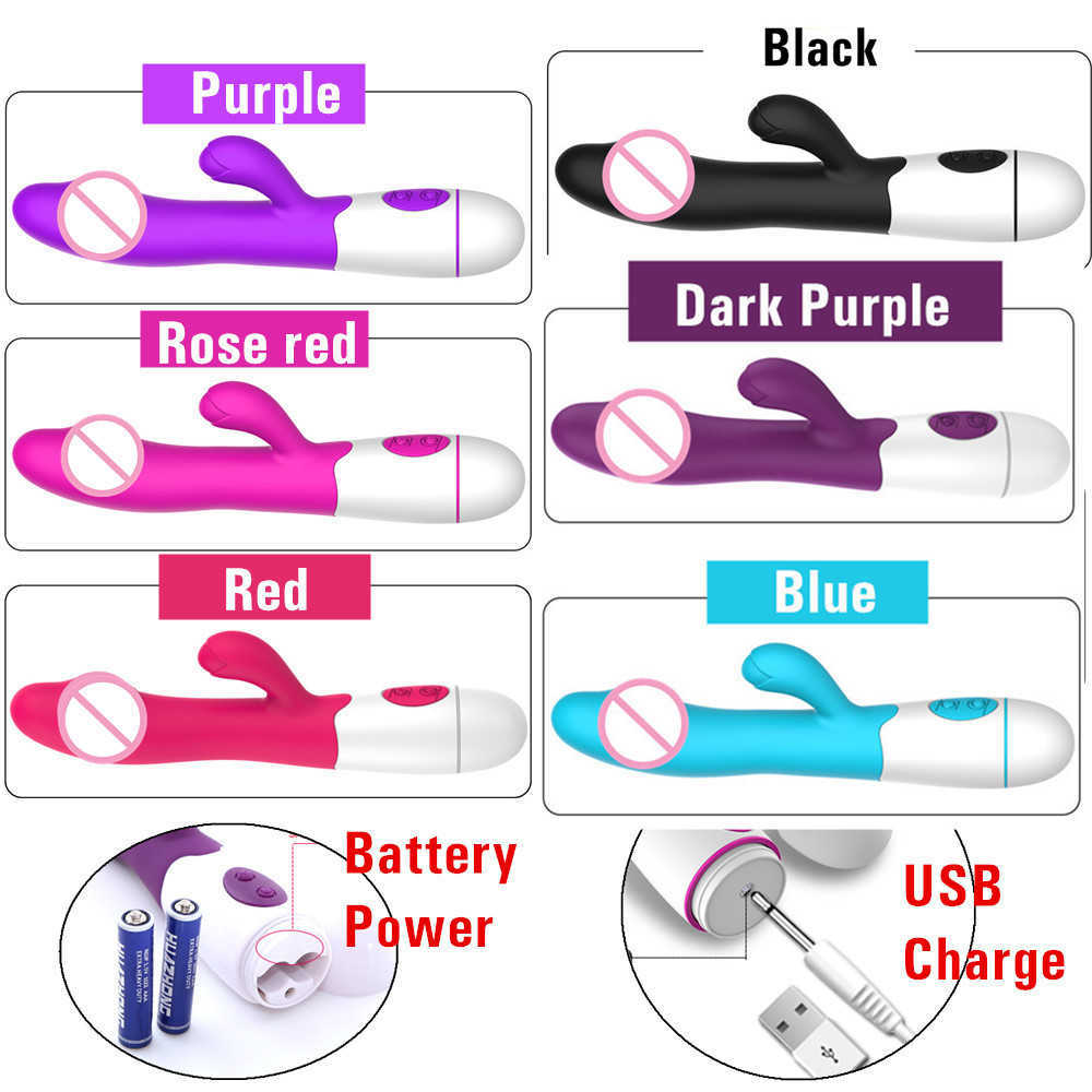 Ricarica USB 30 Vibratore rapido Coniglio Gioco di sesso erotico Dildo clitoride Vagina Masturbatore Donna