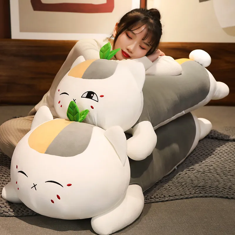 Japan Anime Cat Plush Toy Giant Soft Cartoon Kitten Doll Lång kudde för flickvän Presentdekoration 49 tum 125 cm