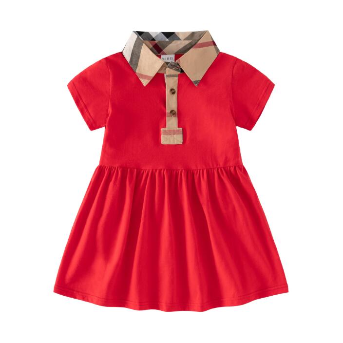 Vestidos de princesa de verano para niñas, vestido de manga corta para niñas, vestido a cuadros con cuello vuelto para niños, es, 1-6 años