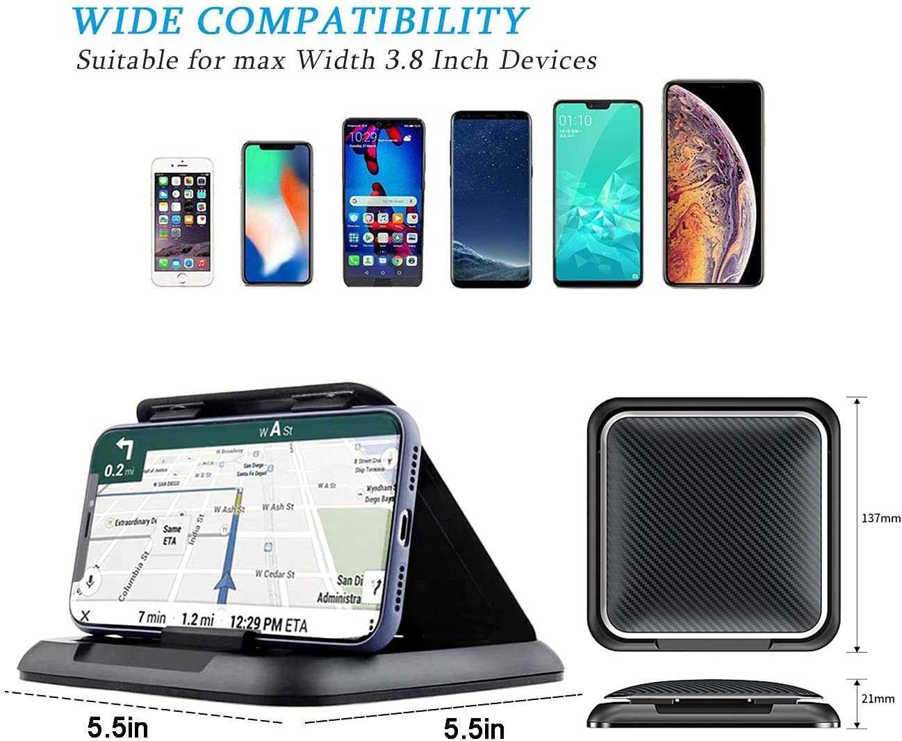 Suporte de telefone novo, suporte universal de montagem de montagem de 3 a 7 polegadas clipe de telefone celular para carro de smartphone ajustável anti-deslizamento de carro