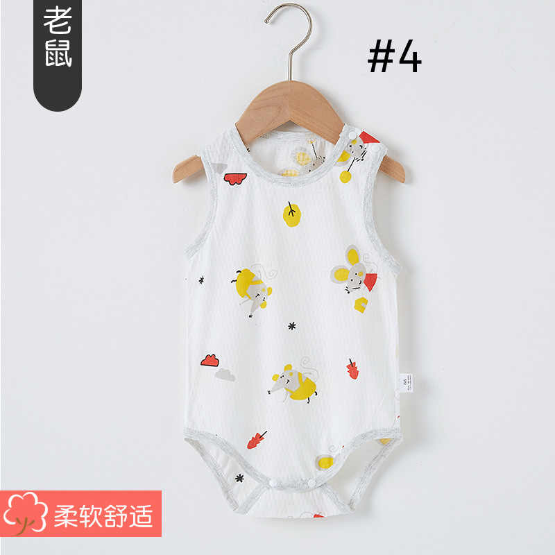 kids Triangle Romper Short Sleeveless Baby Bodysuit Pure Cotton Wrap Bottom Coat Tank Top Creeper Thin Newborn clothing