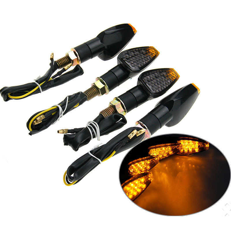 Nya 2st universella motorcykel LED -bländssignaler Långt korta bländar Ljus Blinkers Flashs Amber Color Accessories