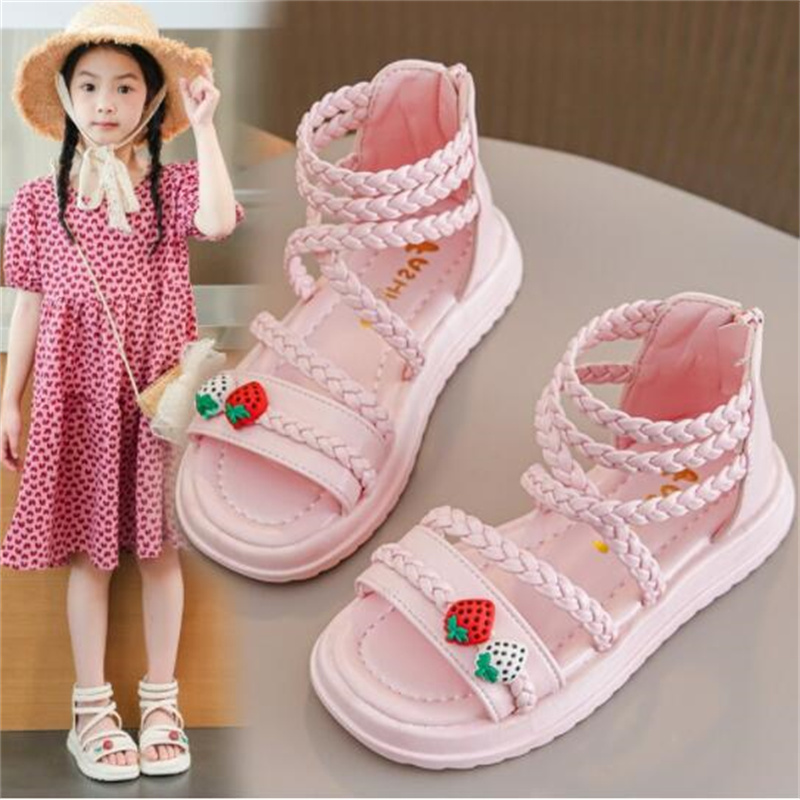 New Fashion Children's Girls Sandals Summer Open-toe Princess Shoes kids Leather weaving gladiator Sandal