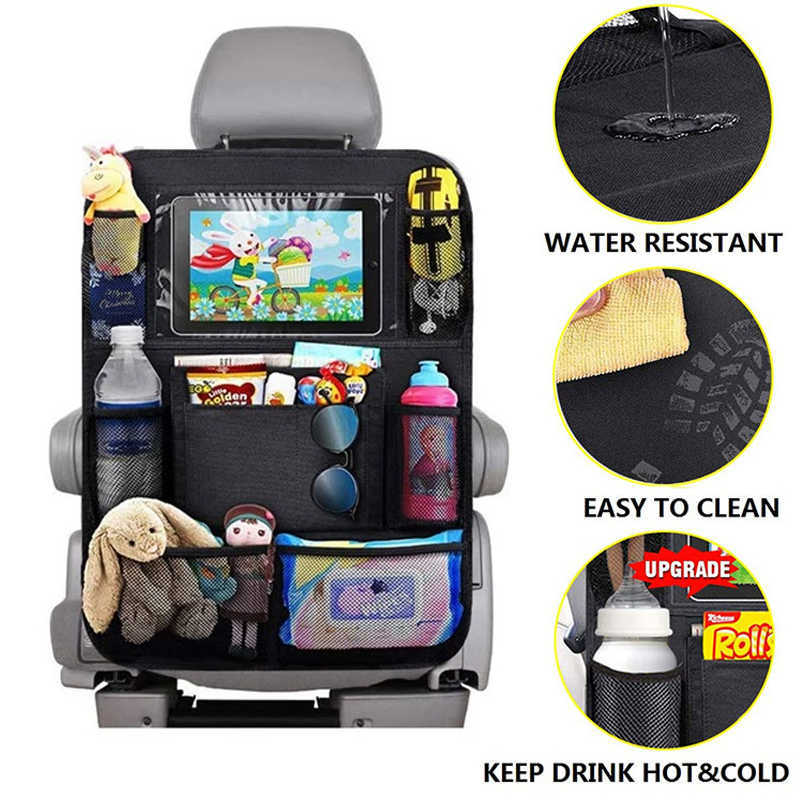 New Car Backseat Organizer Multi-Pocket with Touch Screen Tablet Holder Auto Storage Pockets Cover Car Seat Back Protectors for Trip