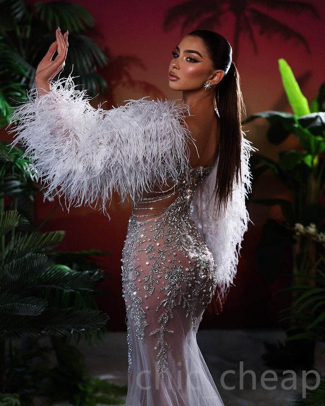 2023年5月Aso ebi White Hermaid Prom Dress Lace Beaded Crystals Invinder Formal Party Second Recention Birthday Engagement Gowns Robe De Soiree ZJ519