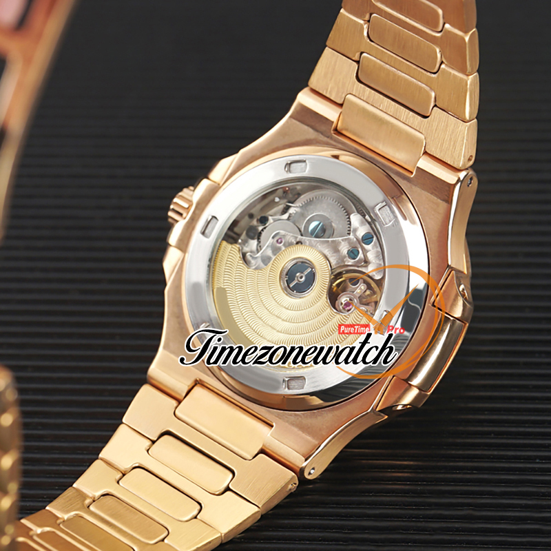 NIEUW 5726 5726/1A 5726/1A-001 Zwarte textuur wijzerplaat Aziatische 2813 Automatische heren Watch Fase Moon Rose Gold Case Bracelet Sport Perpetual Calendar Watches TimeZoneWatch Z01