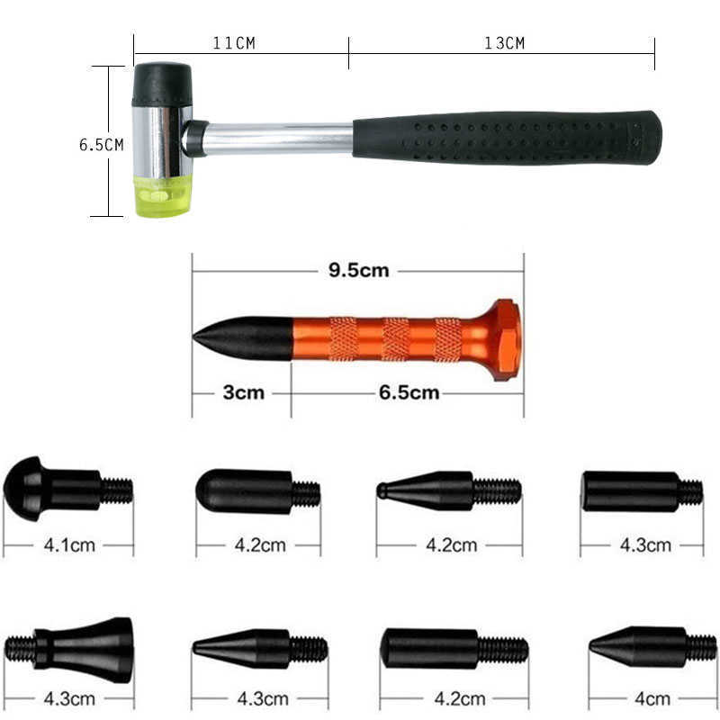 Nya bilkroppar Reparationsverktygssatser Färgfri Dent Borttagning Knacka ner verktyg Dent Rubber Hammer Auto Body Diy Dent Fix Tools