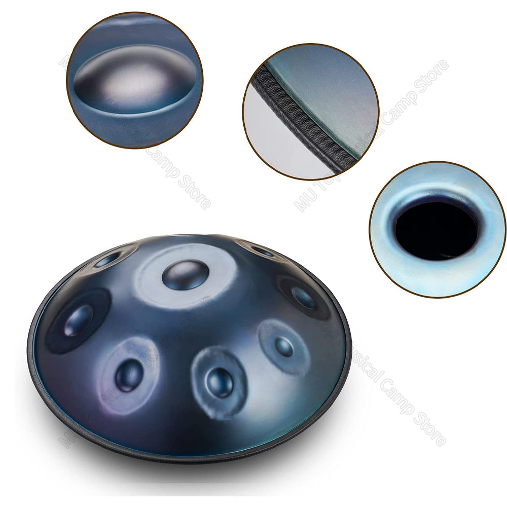 The night sky blue handpan drum instrument has 9 tones about 56cm high quality sound the beautiful sound of steel tongue drum