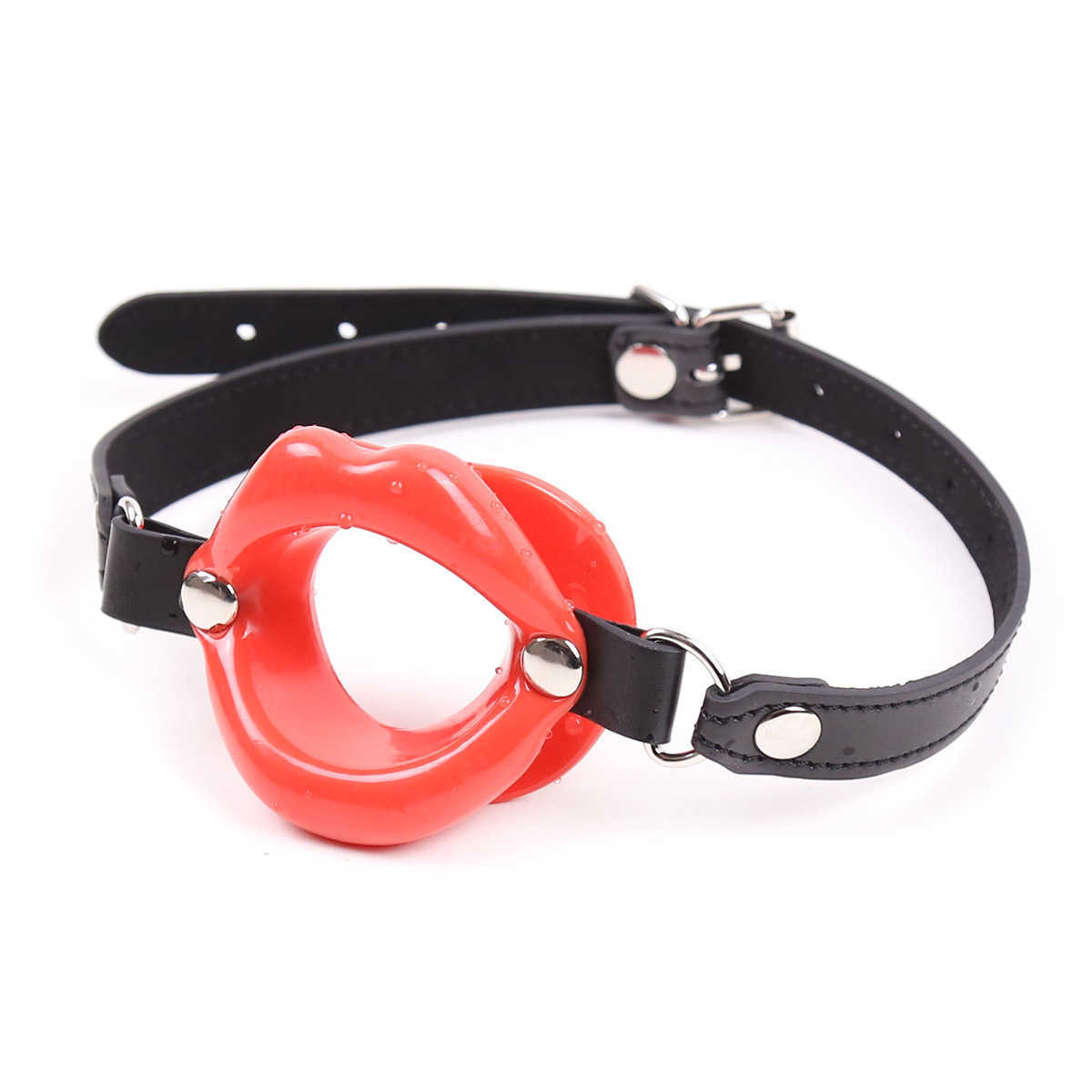Massage Bdsm Leather Bondage Strap with Rubber Sexy Lip Oral Ball Mouth Gag Sex Toys for Men Women Fetish Slave Flirt Over 18 Years Old