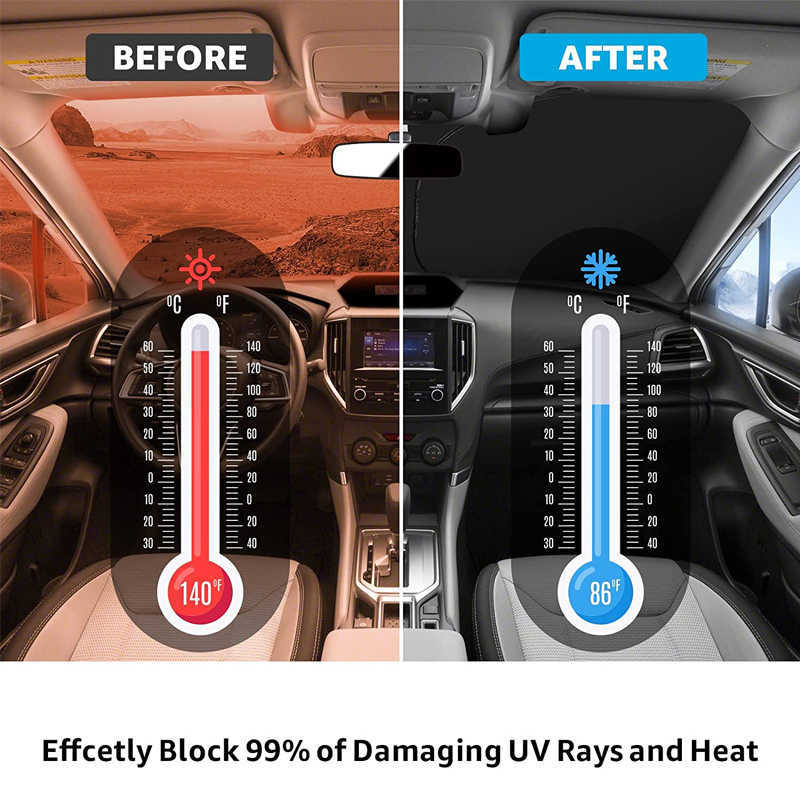 Yaz Soğutma için Yeni Araba Perdeleri UV Refletive Araba Ön Cam Güneş Gölgesi Ön Cam Pencere Visor Koruma Katlanabilir