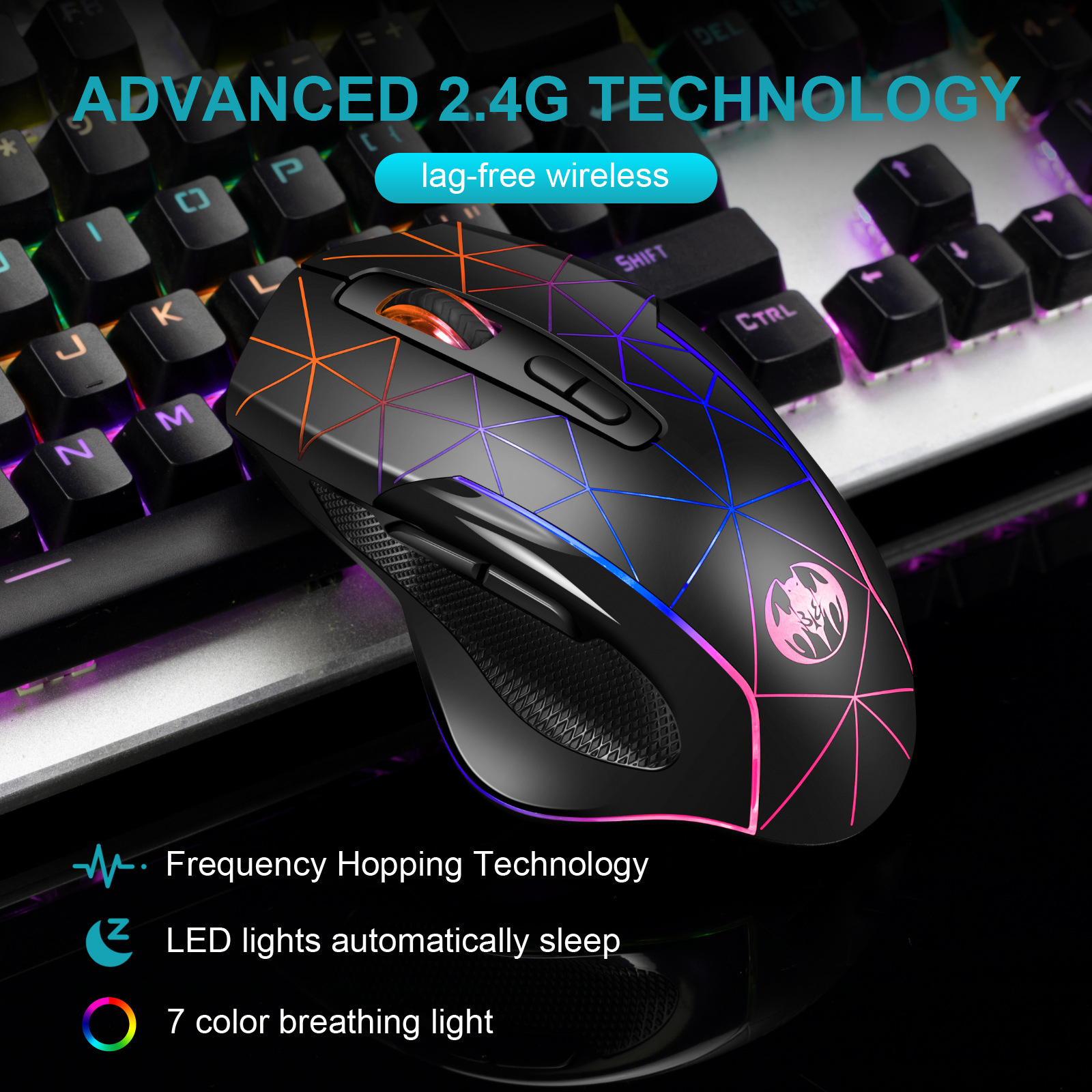 GM30 Wireless Gaming Mouse Rechargeable color Light 2.4G mouse With Box Package