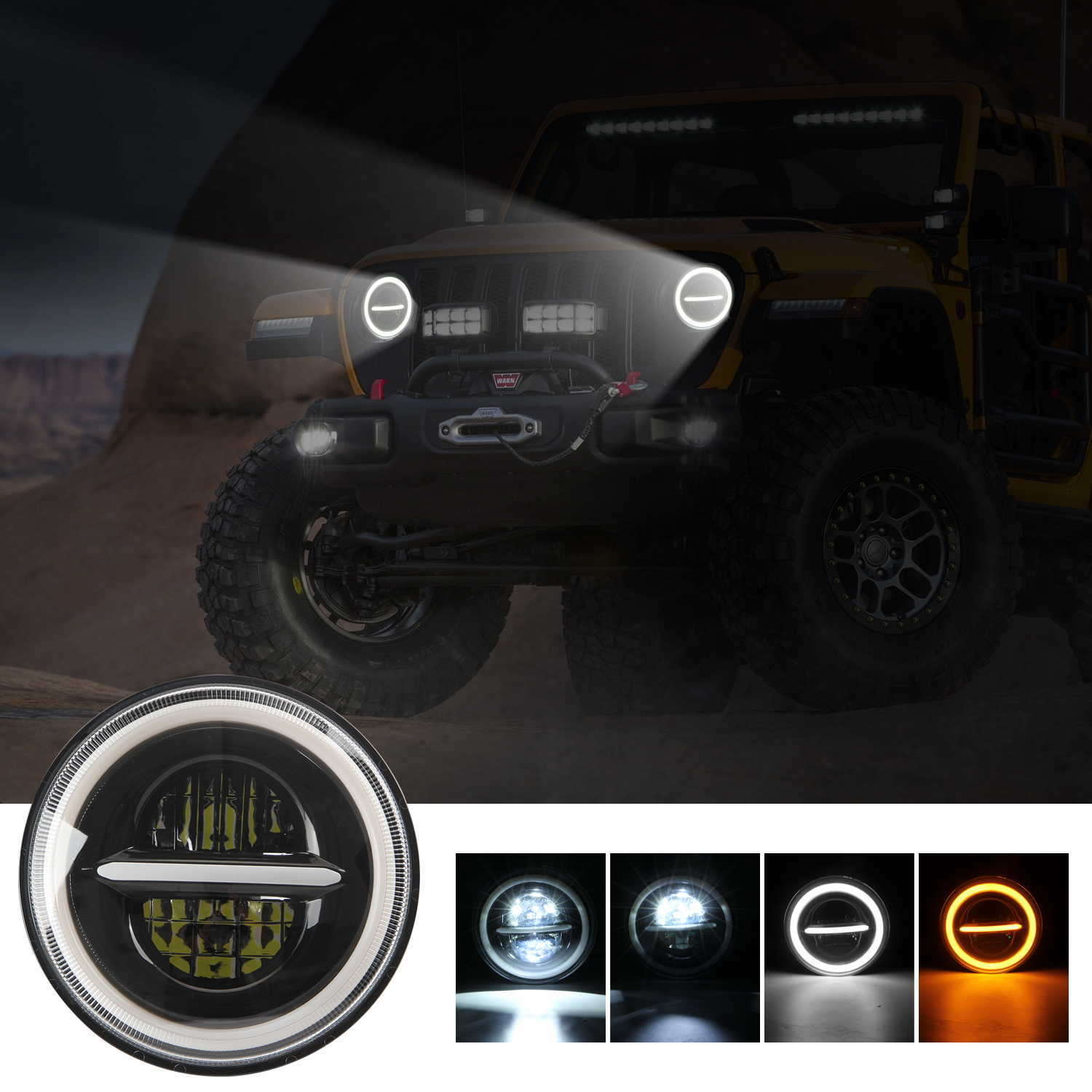 Nya 1 st 7 -tums bilstrålkastare LED -glödlampor Bil Lätt ersättning Auto -strålkastare Billampor för Jeep/Wrangler/JK/TJ/CJ