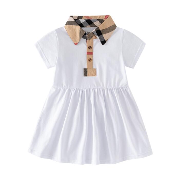 Vestidos de princesa de verano para niñas, vestido de manga corta para niñas, vestido a cuadros con cuello vuelto para niños, es, 1-6 años