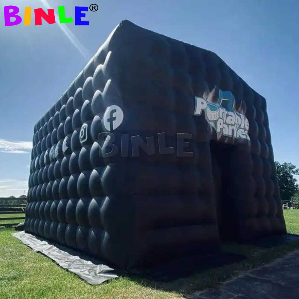 Tente gonflable de boîte de nuit de partie noire portative d'Oxford sur mesure avec l'impression 7x5m grand stand gonflable de cube pour la disco Weddin