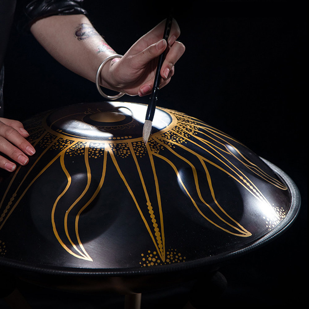 Högkvalitativ trumman Handpan Instrument 9 Tone 22 tum handdragna stjärnor Sun God Artist Steel Tongue Trumma kan anpassas