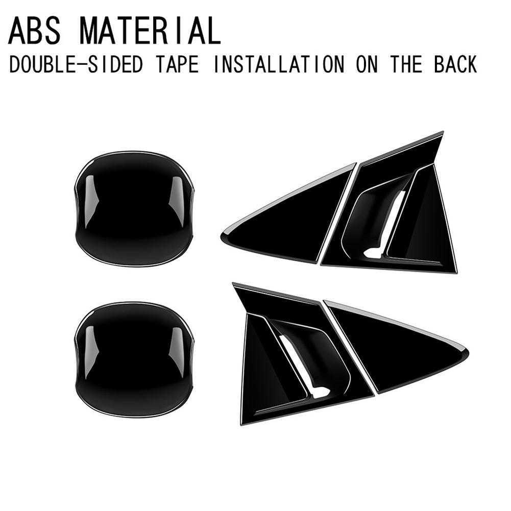 Upgrade For Toyota Prius 60 Series 2023 2024 Abs Black Carbonfiber Rear Door Handle Bowl Frame Rear Triangle Trim External Accessories