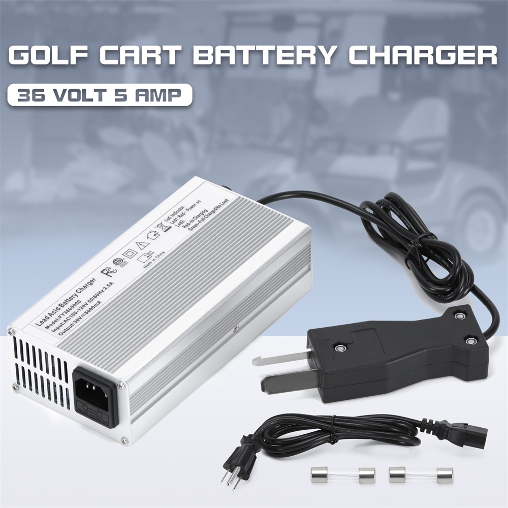 36V 5A 모든 36V 골프 카트 배터리 충전기 AC 100-120V 50/60Hz 2.5A PQY-KG59에 대한 플러그 등급 입력 전압이있는 리드산 배터리 충전기