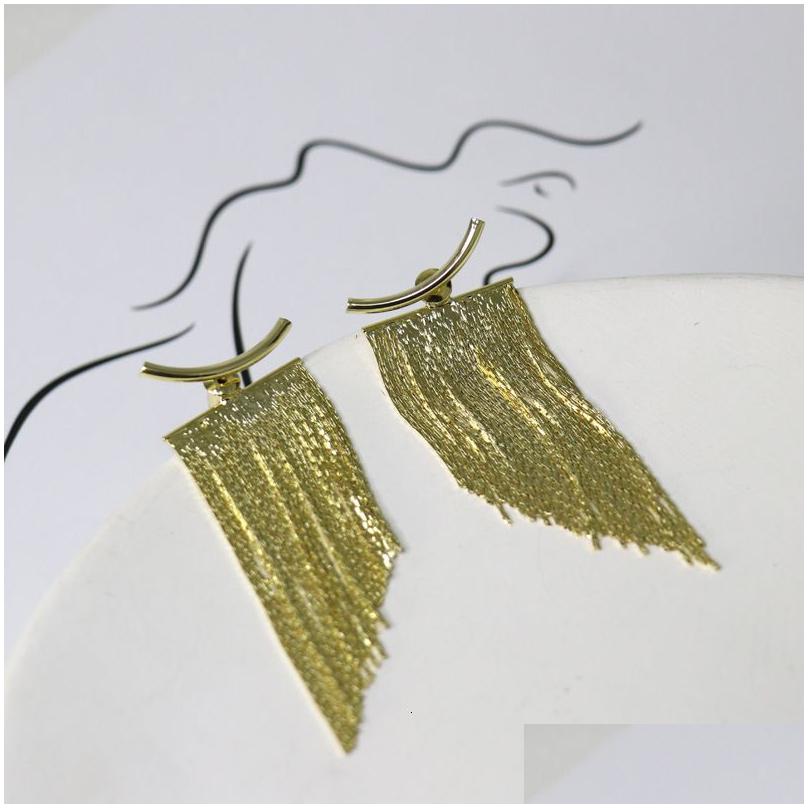 ear cuff fashion statement earrings long gold color statement bling tassel earrings for women ms wedding daily pendant jewelry gift