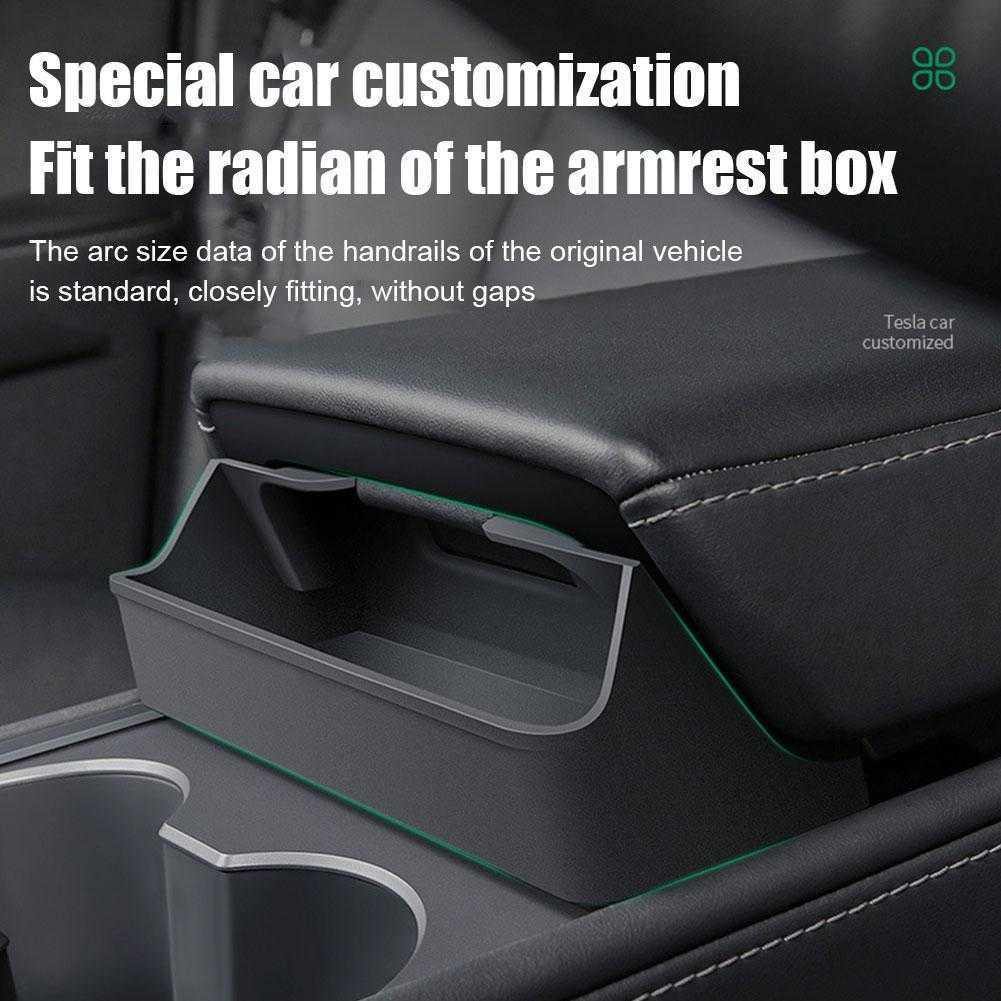 Bil för Tesla Model 3 Model Y Center ARMREST Hidden Storage Box Center Console Storage Organizer Interiör Tillbehör