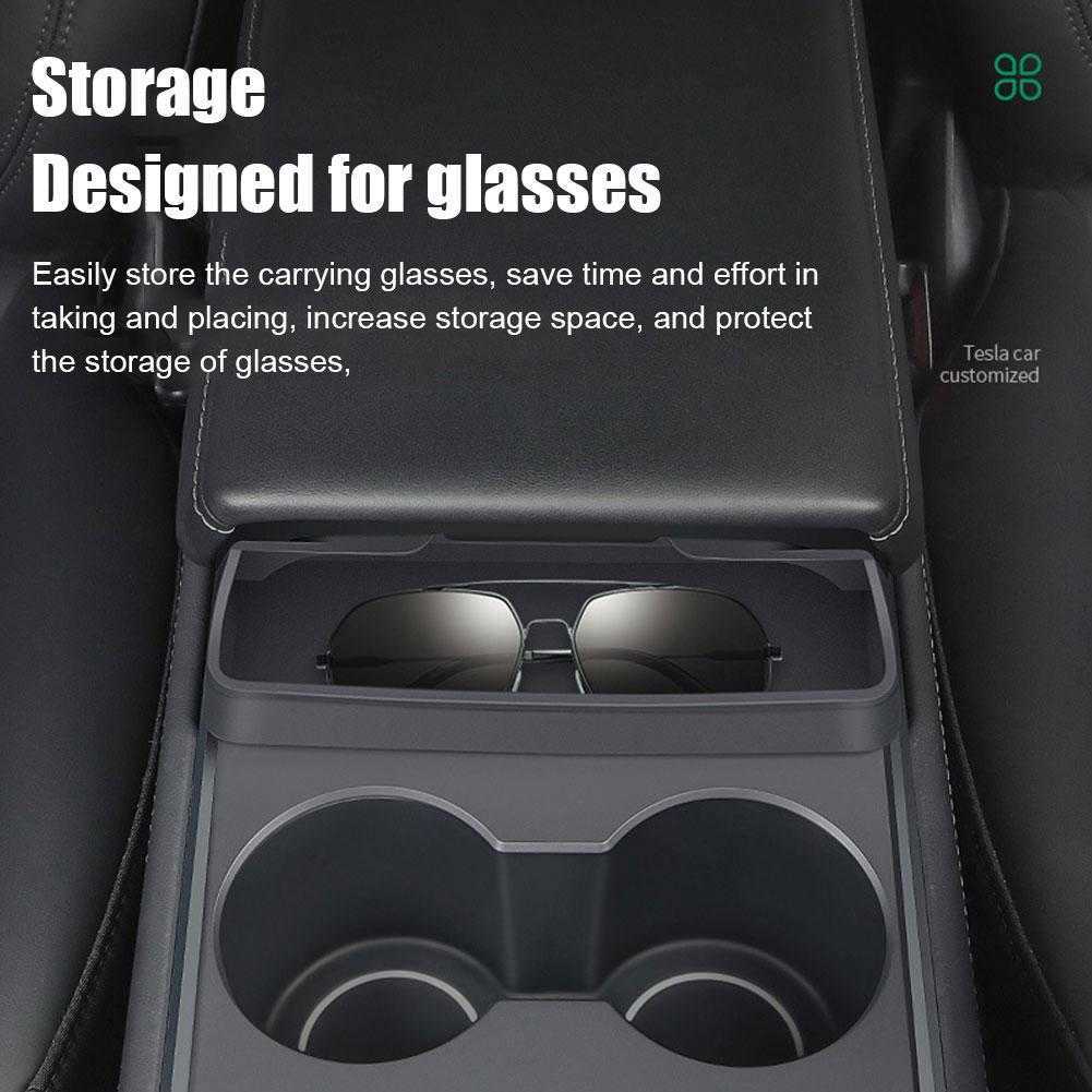 Bil för Tesla Model 3 Model Y Center ARMREST Hidden Storage Box Center Console Storage Organizer Interiör Tillbehör