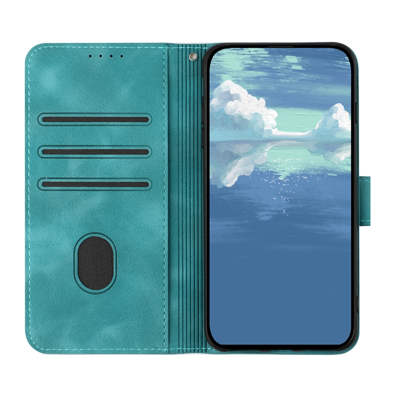 Fundas de cuero de billetera única para iPhone 15 14 Plus 13 Pro Max 12 11 X XR XS 8 7 6 Líneas Moda Negocio Piel Sensación Sensación de la mano Ranura para tarjeta Flip Cover Kickstand Bolsa Correa